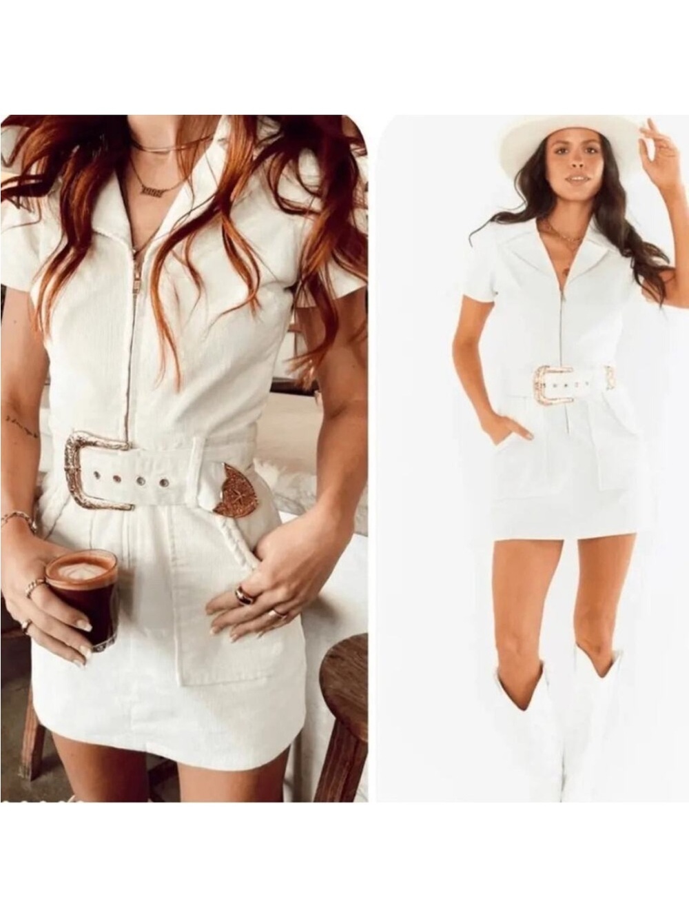 Show me your mumu Outlaw dress cream cordoroy- western